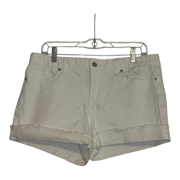 Tommy Hilfiger Cuffed‎ Denim Shorts Frayed Hem Casual White Size 10 - Picture 1 of 9